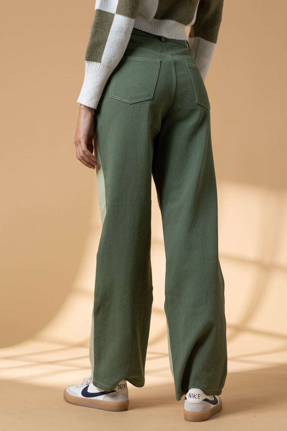 ADDISON CUTOUT DETAIL HIGH WAIST COLOR BLOCK PANTS