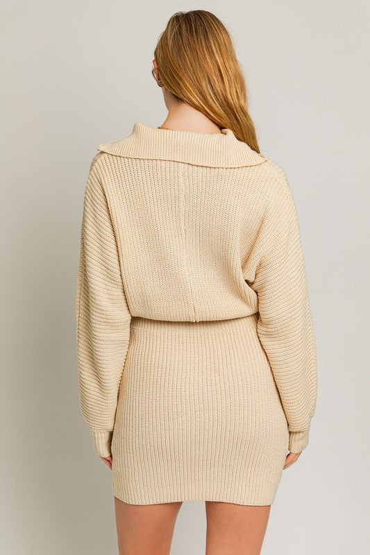 ZIPPER SWEATER DRESS