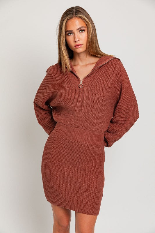 ZIPPER SWEATER DRESS