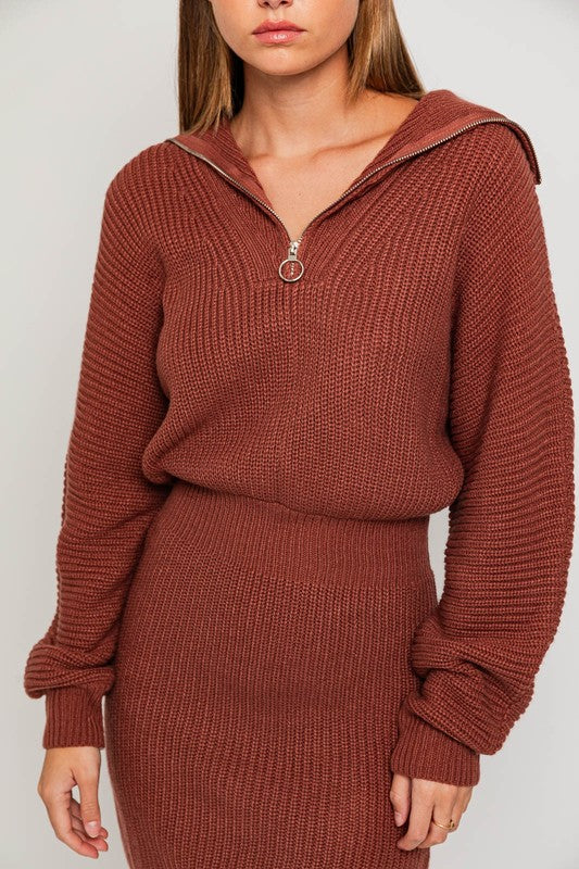 ZIPPER SWEATER DRESS