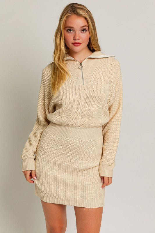 ZIPPER SWEATER DRESS