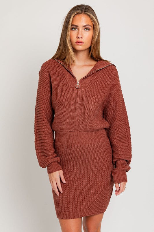 ZIPPER SWEATER DRESS