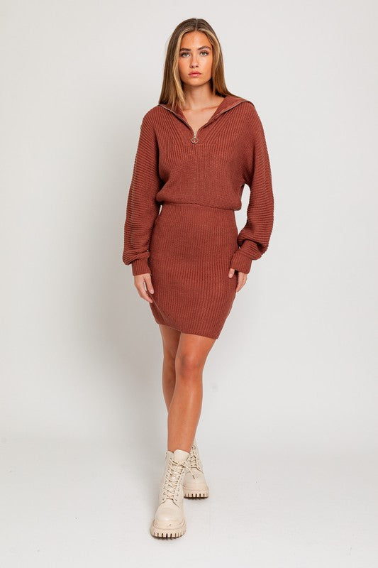 ZIPPER SWEATER DRESS