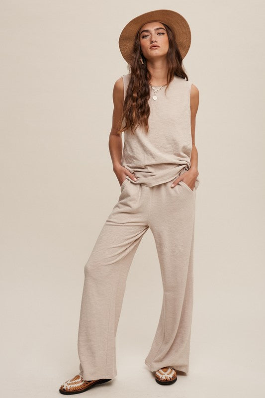 SOFT KNIT TANK AND SWEAT PANT SET