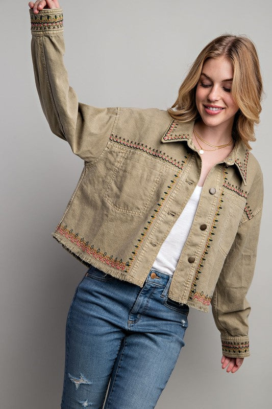 EMBROIDERED WASH COTTON JACKET